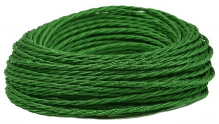 Ретро кабель витой электрический (50м) 2*2.5, зеленый шелк, серия Twist, Interior Electric