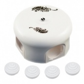 Распределительная коробка D110 белая с черным узором B1-522-01 D102-1-K BIRONI с 4 кабельными вводами в комплекте