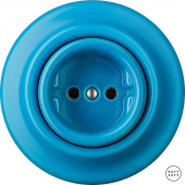 Ретро розетка электрическая без заземления, ярко-синий глянцевый NIARGs Katy Paty