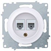 Розетка двойная компьютерная RJ45 кат.5e, белая, 1E20901300 Ruwel