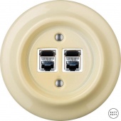 Розетка интернет Cat.6 экранир. двойная, ваниль глянцевая PNFLGsCat6e Katy Paty