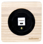 Розетка компьютерная 1xRJ45 кат.5e, натуральный ясень+черный, ROC1-AN/1E20701303 Ruwel