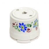 Ретро розетка телефонная, белый с росписью Жостово, OP.TEL.WT.RJ Salvador