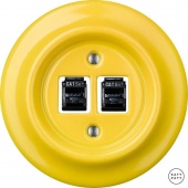 Розетка интернет Cat.5e двойная, ярко-желтый глянцевый NILUGsCat5e Katy Paty