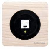 Розетка компьютерная 1xRJ45 кат.5e, выбеленный ясень+черный, ROC1-AW/1E20701303 Ruwel