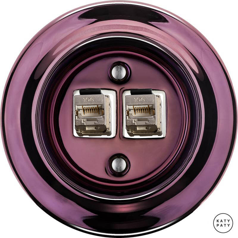 Розетка интернет Cat.6а экранир.10G двойная, фиолетовый металлик PEMAGsCat6a Katy Paty