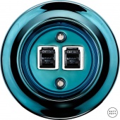 Розетка интернет Cat.5e двойная, синий металлик PEAZGsCat5e Katy Paty