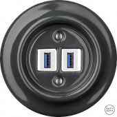 Ретро розетка USB графит глянцевый CRGsUSBw Katy Paty