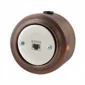 Ретро розетка компьютерная RJ45, Cat.5E, белая/ патина, М1-27-27 Vintage