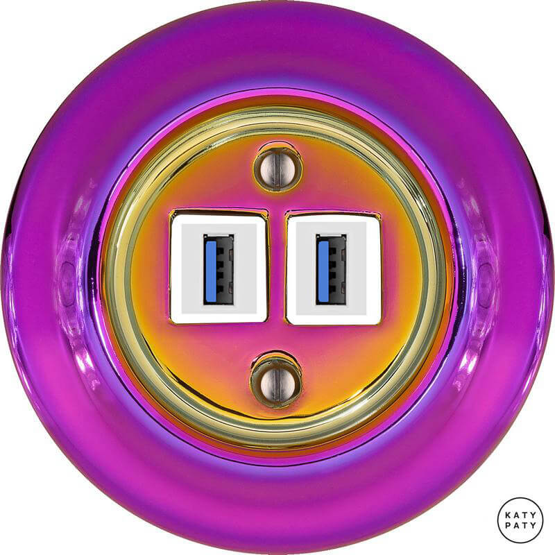 Ретро розетка USB пурпурно-фиолетовый металлик PEVIGsUSBw Katy Paty