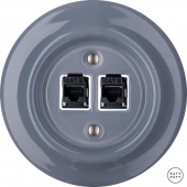 Розетка интернет Cat.6 двойная, пепельно-серый глянцевый LIGsCat6 Katy Paty