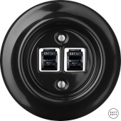 Розетка интернет Cat.5e двойная, черный глянцевый NIGsCat5e Katy Paty