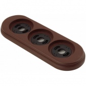 Рамка с пластиковой вставкой 3 местная, коричневый, овал, P350-K ФД КерамикЪ