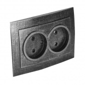 Розетка без заземляющего контакта 2 местная Лофт Винтаж, серебро, RE-SLVR2bzSl Р-Электро