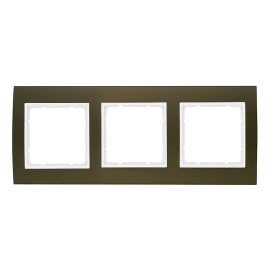 Дизайнерская рамка 3 местная, коричневый/полярная белизна, 10133021 Berker, серия B.3