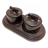 Ретро выключатели Combi duble-1 Plastic, коричневый, B1-201-22/CDPL1 BIRONI, одноклавишный проходной