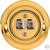 Розетка интернет Cat.6а экранир.10G двойная, золотой глянцевый OPAUGsCat6a Katy Paty