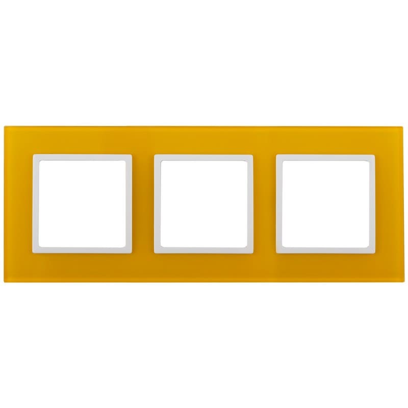 Дизайнерская рамка 3 местная, желтый, Б0034512 Эра, серия Elegance