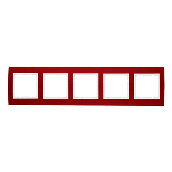 Дизайнерская рамка 5 местная, красный/полярная белизна, 10153022 Berker, серия B.3