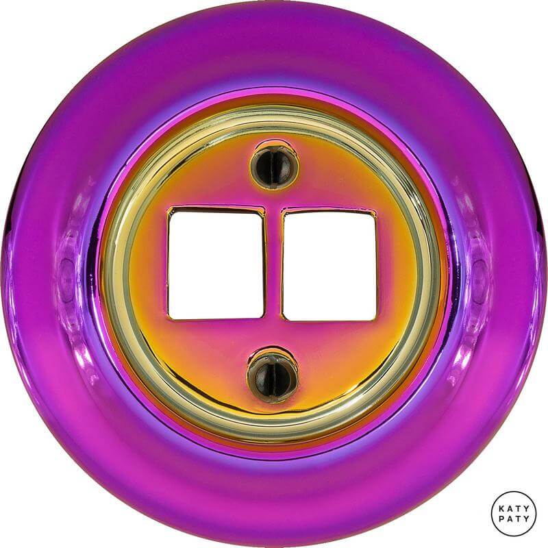 Корпус ретро розетки двойной пурпурно-фиолетовый металлик PEVIGs0 Katy Paty