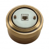 Ретро розетка компьютерная RJ45, Cat.5E, белая/ бронза, М1-27-21 Vintage