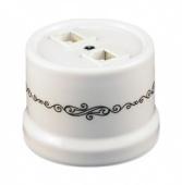 Ретро розетка телефон + компьютер белая с черным узором B1-303-01 D4/1 BIRONI