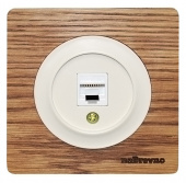 Розетка компьютерная 1xRJ45 кат.5e, дуб в масле+бежевый, ROC1-DO/1E20701301 Ruwel