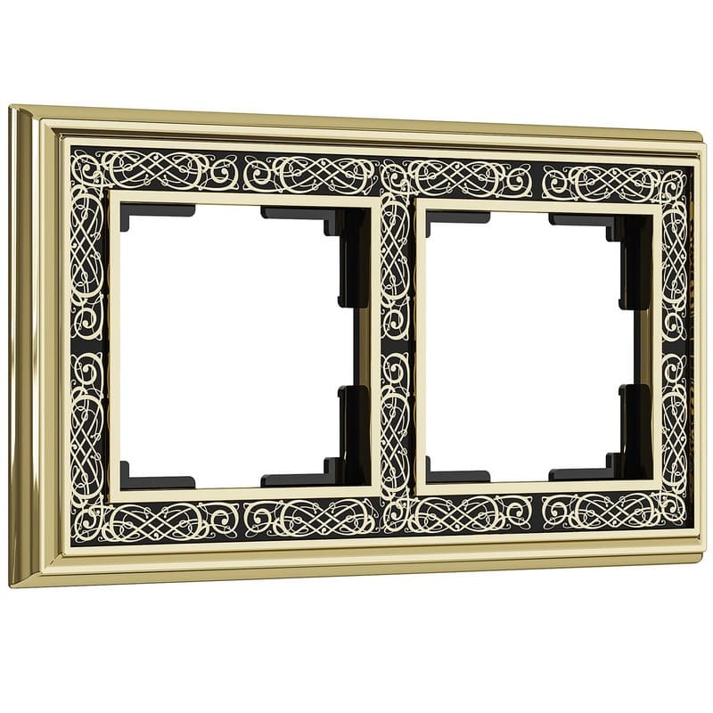 Дизайнерская рамка 2 местная, золото / черный, алюминий, акрил, W0021430 Werkel