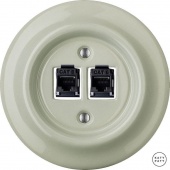 Розетка интернет Cat.6 двойная, серо-зеленый глянцевый CHGsCat6 Katy Paty