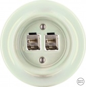 Розетка интернет Cat.6а экранир.10G двойная, жемчужный глянцевый OPCOGsCat6a Katy Paty