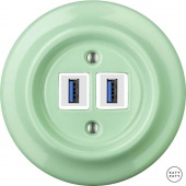 Ретро розетка USB ментол глянцевый PNMEGsUSBw Katy Paty