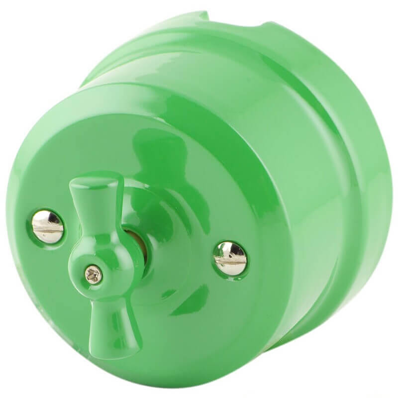 Ретро выключатель зеленый 341-З (KM) Lindas двухклавишный