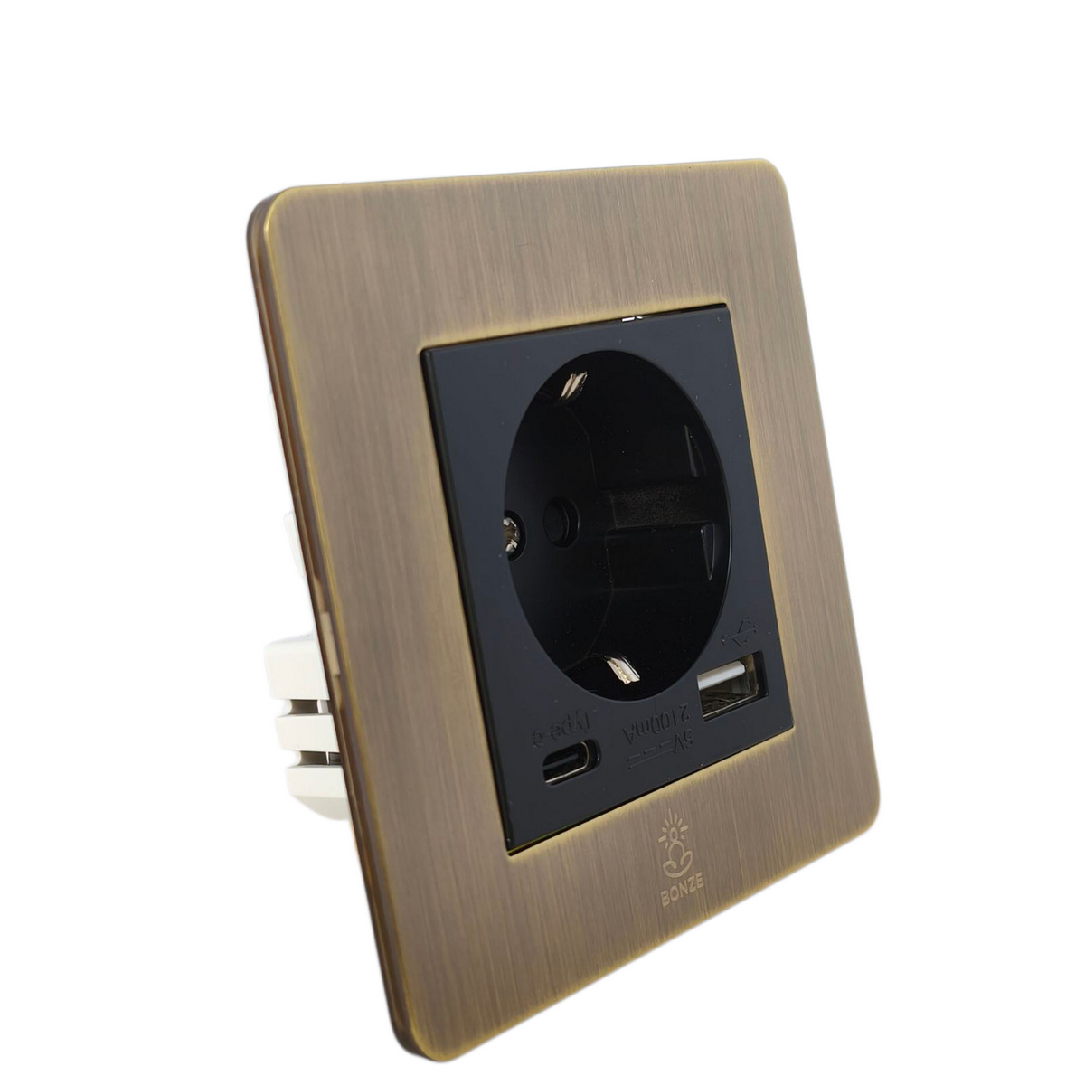 Дизайнерская розетка с/з и шторками электрическая с USB(A+C) Vega Бронза браш, BVBRSSUSBTC Bonze Дизайнерская розетка с/з и шторками электрическая с USB(A+C) Vega Бронза браш, BVBRSSUSBTC Bonze