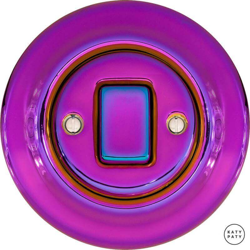 Ретро выключатель проходной пурпурно-фиолетовый металлик PEVIGW6 Katy Paty одноклавишный