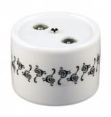 Розетка R/TV-Sat проходная, белая с черным узором, B1-304-01 D1/1 BIRONI