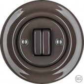 Ретро выключатель проходной коричневый глянцевый BRG2Sl6/6 Katy Paty двухклавишный