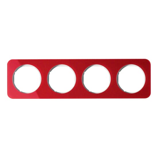 Дизайнерская рамка 4 местная, красный/полярная белизна, 10142349 Berker, серия R.1