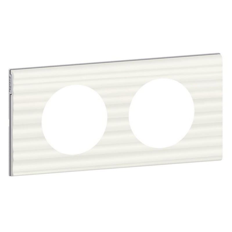 Дизайнерская рамка 2 местная, белый рельеф, камень, 069012 Legrand, серия Celiane