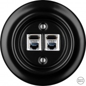 Розетка интернет Cat.6 экранир. двойная, черный матовый NIMsCat6e Katy Paty