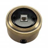 Ретро розетка компьютерная RJ45, Cat.5E, черная/ бронза, М1-27-21bl Vintage