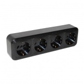 Розетка с заземляющим контактом 4 местная Лофт Винтаж, черный, RE-LVR4Bl Р-Электро