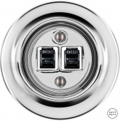 Розетка интернет Cat.5e двойная, серебряный глянцевый OPARGsCat5e Katy Paty