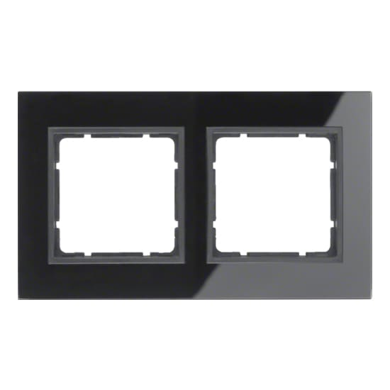 Дизайнерская рамка 2 местная, черный, глянцевый, стекло, 10126616 Berker, серия B.7