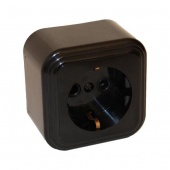 Розетка с заземляющим контактом 1 местная Лофт Винтаж, черный, RE-LVR1Bl Р-Электро