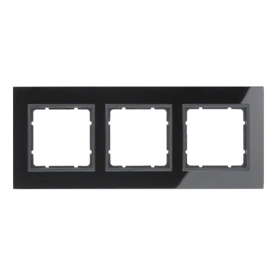 Дизайнерская рамка 3 местная, черный, глянцевый, стекло, 10136616 Berker, серия B.7