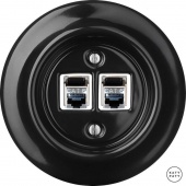 Розетка интернет Cat.6 экранир. двойная, черный глянцевый NIGsCat6e Katy Paty