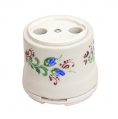 Ретро розетка ТВ, белый с росписью Жостово, OP.TV.WT.RJ Salvador