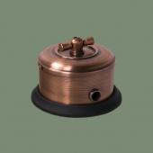 Ретро выключатель серия ДИП-200 светлая медь, рамка: черная, D132-6 Romatti одноклавишный проходной