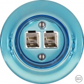 Розетка интернет Cat.6а экранир.10G двойная, голубой металлик PECAGsCat6a Katy Paty