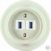 Ретро розетка USB жемчужный глянцевый OPCOGsUSBw Katy Paty